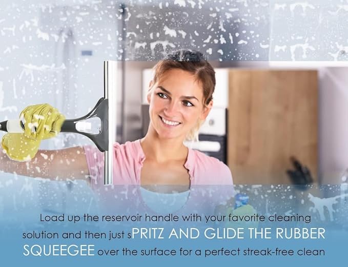 2-in-1 Spray & Wipe Glass Cleaning Squeegee – Streak-Free Shine in Seconds